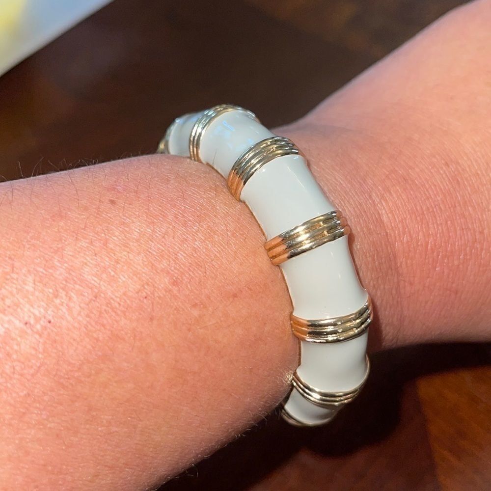 J Crew hinged enamel grey bracelet